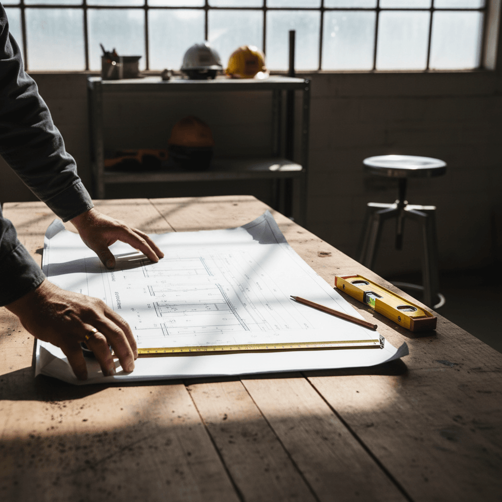Detailed quantity takeoff spreadsheet with construction cost calculations